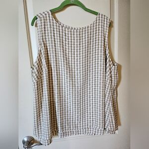 Tan and White Tank Top with Flyaway Back